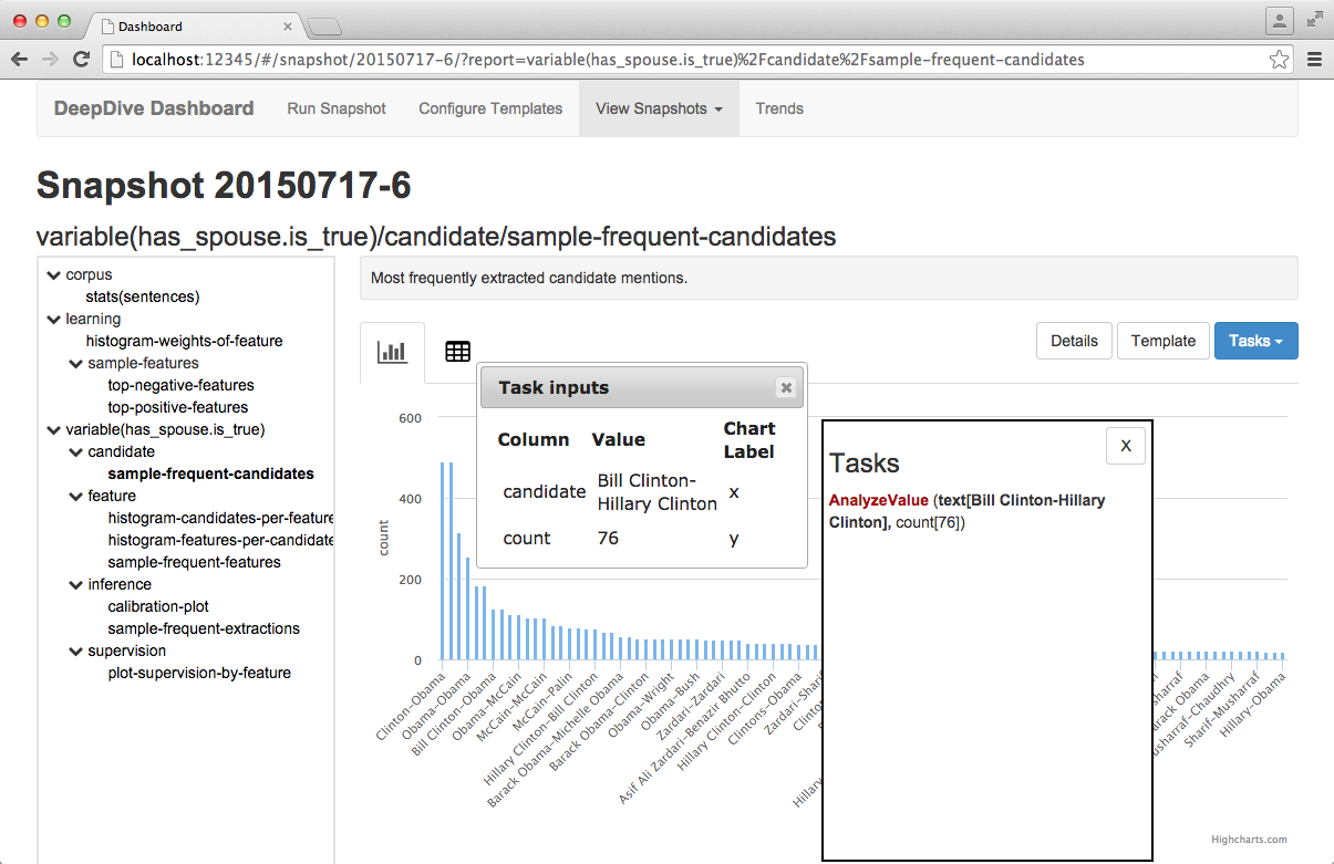Select values from the report to use as task input